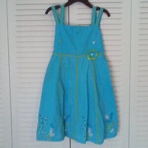 VTG BLUEBERI BOULEVARD SZ 6 DRESS COTTON EMBROIDERED FLOWERS RICKRACK BUTTONS